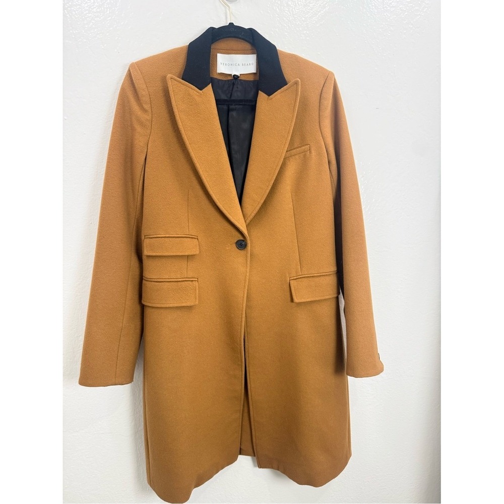 Veronica Beard Chesterfield Dickey Camel Wool Cashmere Long Coat Size 2 - Picture 3 of 10